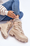 Women's Lined Trapper Boots Lace-up Light Beige Big Star MM274664
