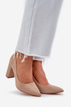 Womens Heels On A Block Eco Suede Dark Beige Florena