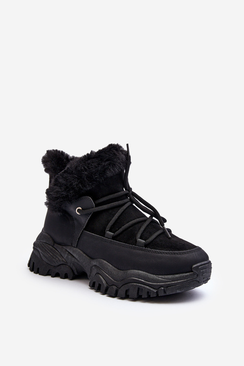 Women's Ankle Boots with Fur Lining Black Cresandi