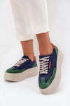 Suede Women's Sneakers On Platform Zazoo N1269S3 Green-Blue