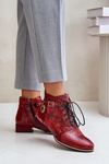 Women's Leather Patent Ankle Boots Maciejka Red 5743A-08