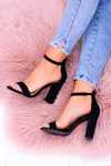 Women's Black Stiletto Sandals Suede Mondela
