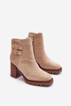 Suede Heeled Boots Beige Makeline