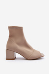 Zazoo 2876 Women's High Heel Boots with Open Toes Beige