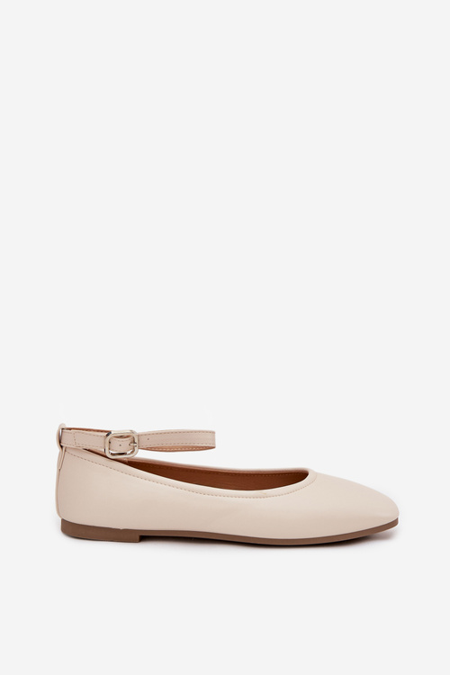 Women's Ballerinas with Strap and Buckle Beige Janelor