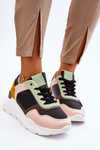 Women's Leather Platform Sneakers Black And Green Chaya