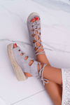 Women's Platform Sandals with Espadrilles Lace-up Grey Grand