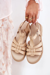 Eco Leather Women's Sandals On Platform Beige Nendales