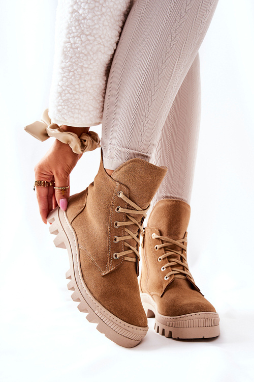 Padded Suede Boots Trappers Camel Annabeth