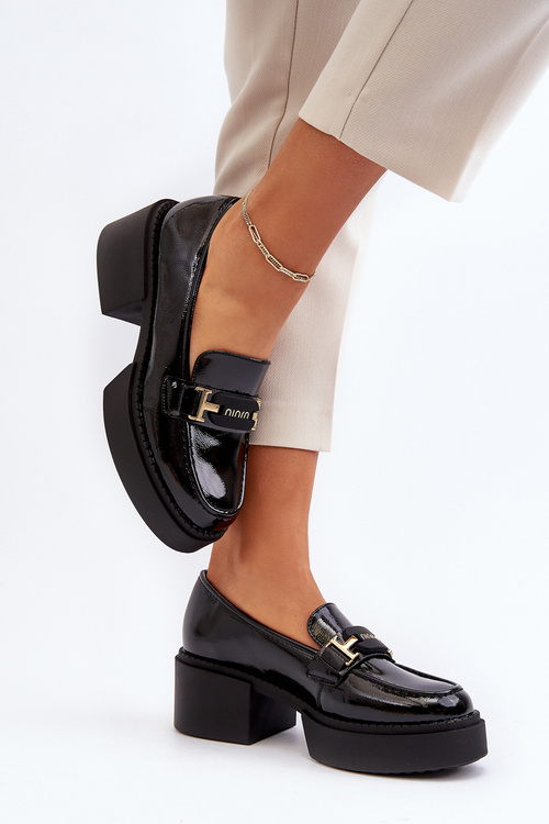 Women's Loafers on Chunky Heel Black Ridulvi