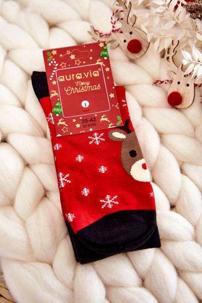 Men's Christmas Socks Reindeer Red and Black