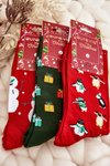 Men's Cotton Christmas Socks Dark Green Patterns