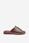 Shiny Women's Flat Sandals with Copper Embellishment Ebirena