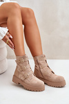 Warm Women's Boots With Buckles Beige Tiaeliana