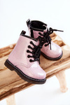 Kids Warmed Boots with Zipper Lacquered Pink Goopy