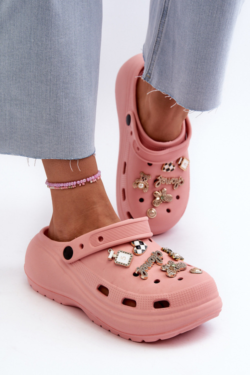 Women's Lightweight Foam Slides with Thick Sole and Pink Buckles by Effiora