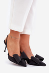 High Heels With Open Heels And Bow Black Eklevia
