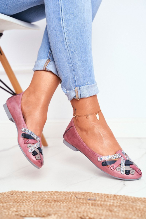 Women's Leather Ballerinas Maciejka Pink 01358-15