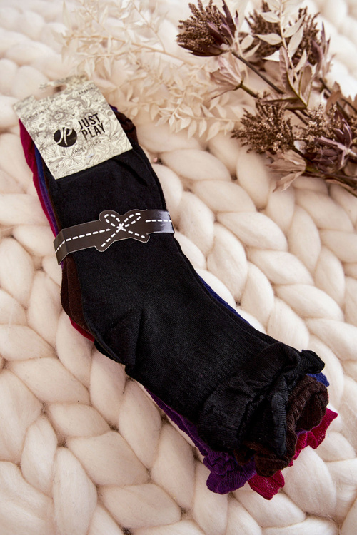 Women's Plain Socks With A Frill 5-Pack Multicolor