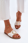Women's White Slippers with Ornament Cilima