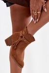 Women's Block Heel Boots with Fringes Camel Rosabella