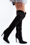 Women's Knee-High Heels Boots Black Vessy