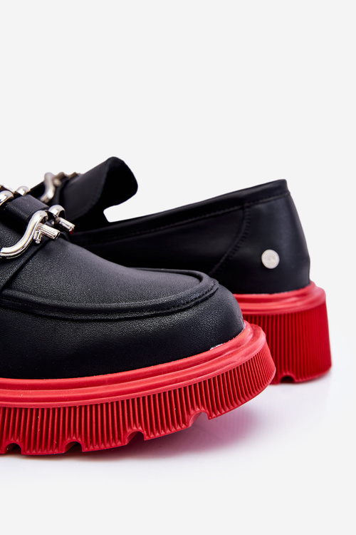 Leather Loafers With Decoration GOE LL2N4040 Black-Red