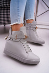 Women's Sneakers On Anchor Gold Padlock Grey Tersey