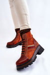 Botki Damskie Skóra Płaski Obcas Pomarańczowo-Brązowe Maciejka 05624-08 