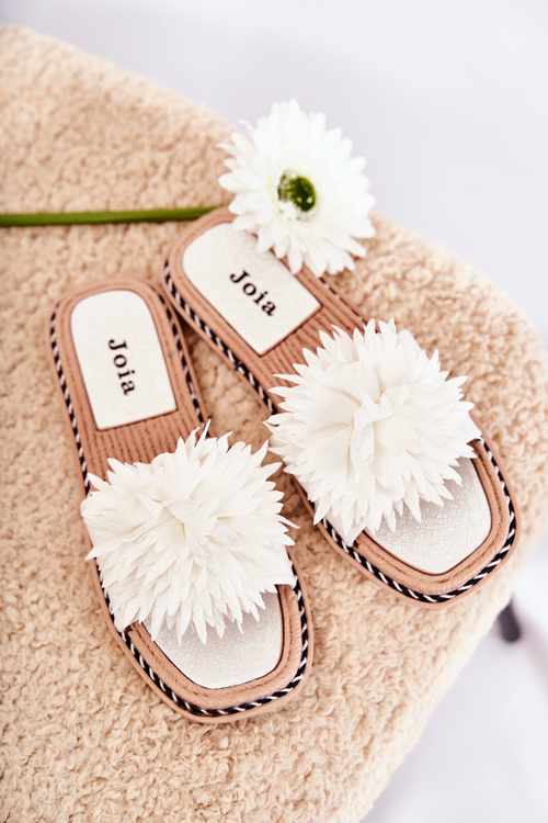 Women's Suede Slippers With Decoration White Giorgia
