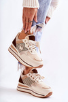Fashionable Women's Sport Shoes On A Wedge Beige and brown Aronne