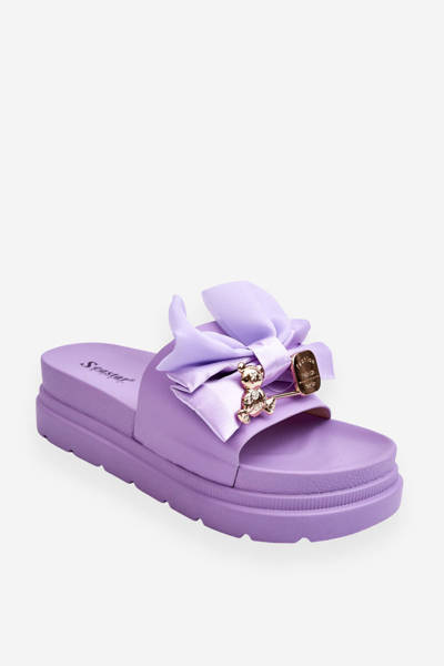 Slippers With A Bow And A Teddy Bear Violet Suzy