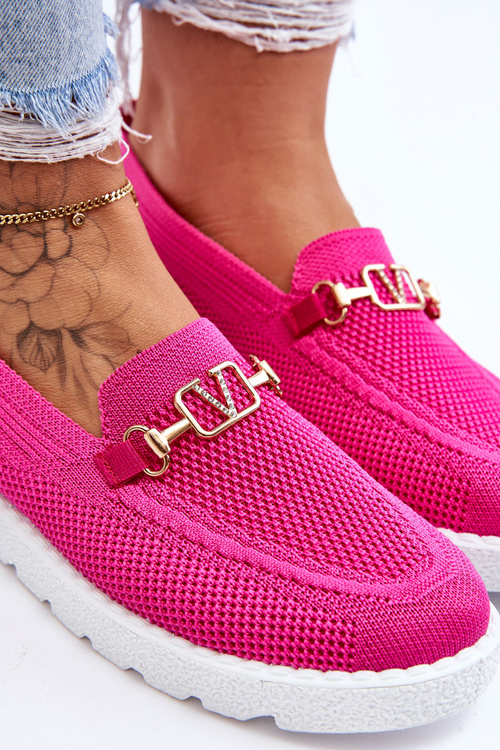 Tenisówki Damskie Wsuwane Slip-On Ozdoba Fuksja Alena JY301