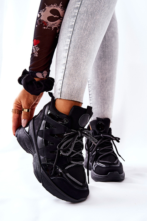 Sportowe Buty Na Koturnie Czarne Hesane