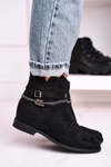 Women's Boots With Chain And Hidden Wedge Suede Black Eliza