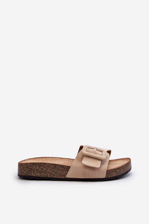 Women's Beige Eco Suede Sandals with Buckle Laeltia