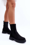 High Quilted Ankle Boots Slip-on Nubuck Black Milca