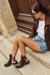 Insulated Ankle Boots Women's With Gold Detail In Patches Brown Priscilla