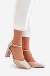 Heels made of patent eco leather beige Emindria