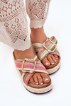 Ladies Platform Slippers With Weaving And Golden Buckle Multicolor Filazzia