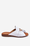 Women's Leather Slippers Lewski Shoes 3226 White