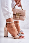 Leather Sandals On A Bar With Beige Decoration Milessa