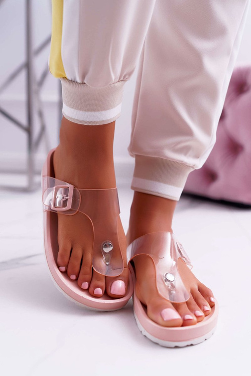 Women's Flip Flops Transparent Strap Pink Framona