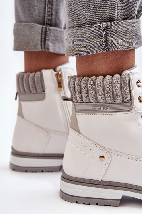 Trapery Damskie Skóra Ocieplane Białe Katalis 23BT26-6510