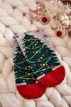 Women's Socks With A Christmas Pattern In A Christmas Tree Gray