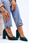 Suede Pumps On A Block Heel Sergio Leone PB216 Green