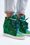Women's Wedge Sneakers Green Leoppa