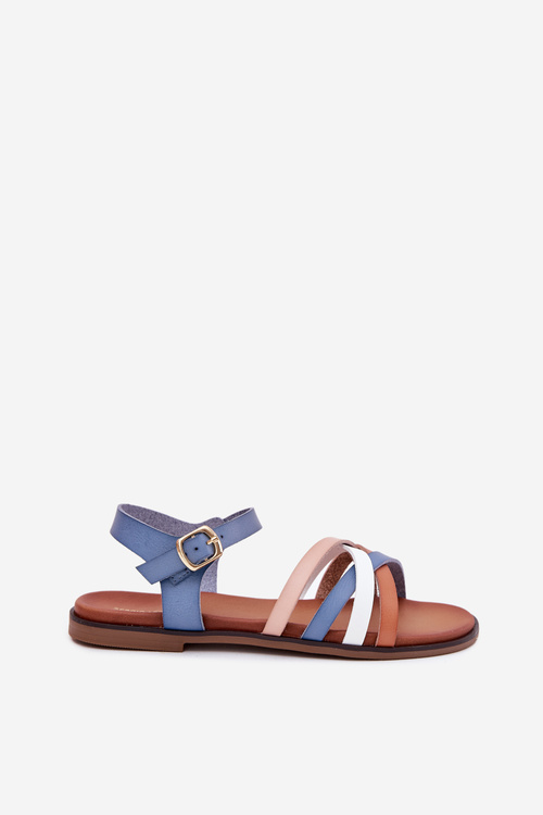 Sandały Damskie Przeplatające Się Paski Niebieskie Sergio Leone SK090H