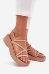 Women's Platform Sandals With Straps Beige Civara
