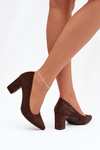 Heeled shoes made of eco suede on heel Sergio Leone PB414 chocolate